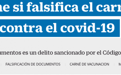 A esto se expone si falsifica el carné de vacunación contra el covid-19